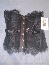 New With Tags Roma Confidential Bustier Corset Black Lace Size Medium