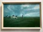 Vintage Mario Bordi  Print “Storm Clouds” Horses 1960s Mid Century Large 73cm