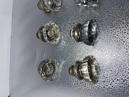 Vintage 12-Point Clear Glass & Silver Hardware Door Knobs - SET OF 6 - Picture 5 of 9