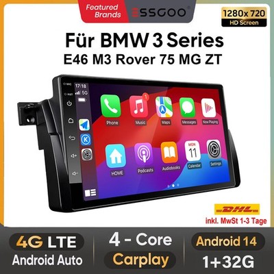 32GB Android 14 GPS RDS Für BMW 3er E46 M3 Rover 75 MGZT Apple Carplay Autoradio