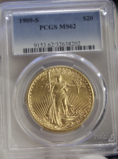1909 US $20 Saint Gaudens Double Eagle $20 PCGS MS62