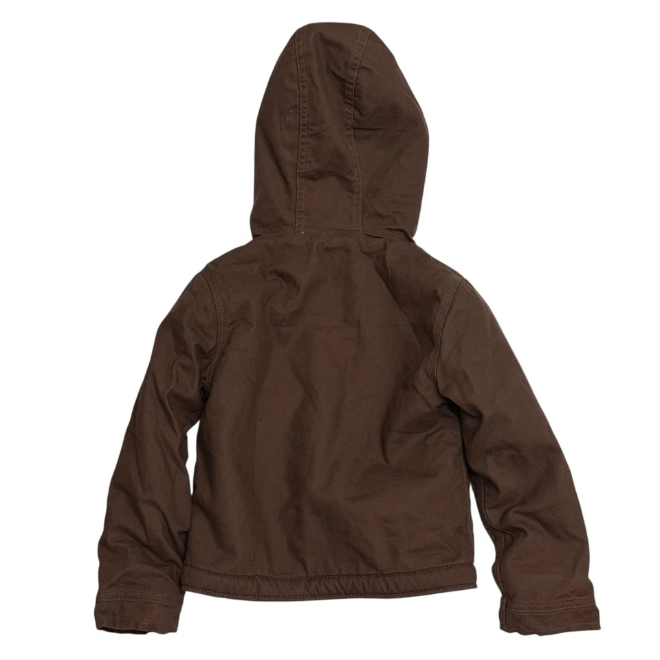 DICKIES SHERPA LINED DUCK JACKET YOUTH SIZE M BROWN HOOD POCKETS - Image 4 of 4