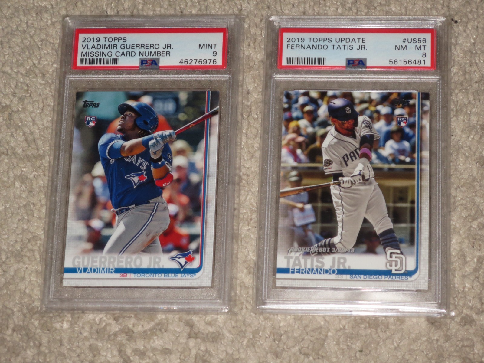 Vladimir Guerrero Jr. Fernando Tatis 2019 Topps Update Rookie RC LOT PSA 8 9 LOT view 1