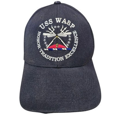 USS Wasp LHD 1 Blue Strapback Baseball Cap Hat USA Made No. 1 In The Fleet