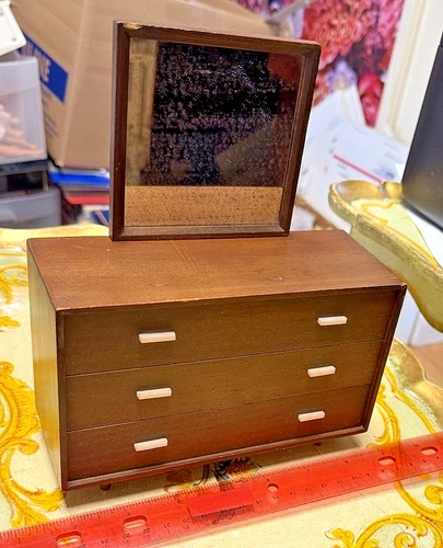 Vintage HTF Barbie doll Mid Century Modern Furniture 1958 #808 Dresser & Mirror