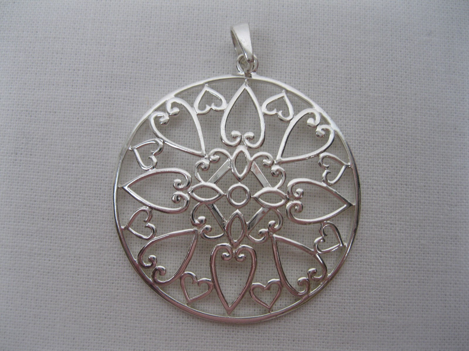 SU TH 925 Sterling Silver Open Work Scroll Heart … - image 1