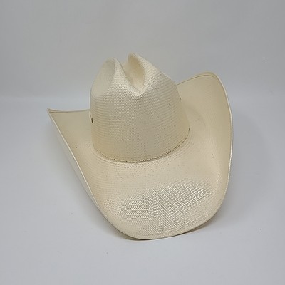 Resistol Western Straw Hat 7 56 Genuine Shantung Panama White 10X Cowboy Resistol Hat Cowboy Fitted Mens 7 3/4 White Western Shantung  main image 2