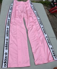 Rare  Adidas Originals Track Pants Women  s M Snap Away Retro Pink