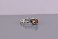 Sterling Silver Pebbled Claw Set Tiger's Eye Band Ring 925 Sz: 7