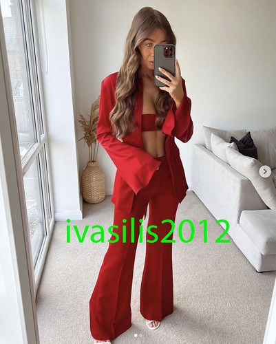 SATIN TROUSERS PANT RED XS-L 