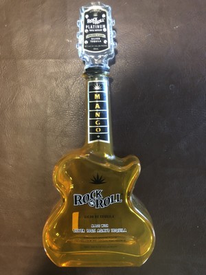🎸 Rock N Roll Tequila Guitar Amber Bottle Mango Liquor and Shot Topper
