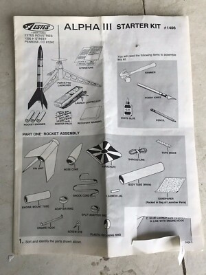 Estes Flying Model Rocket Alpha III Starter Kit #1406 Instructions