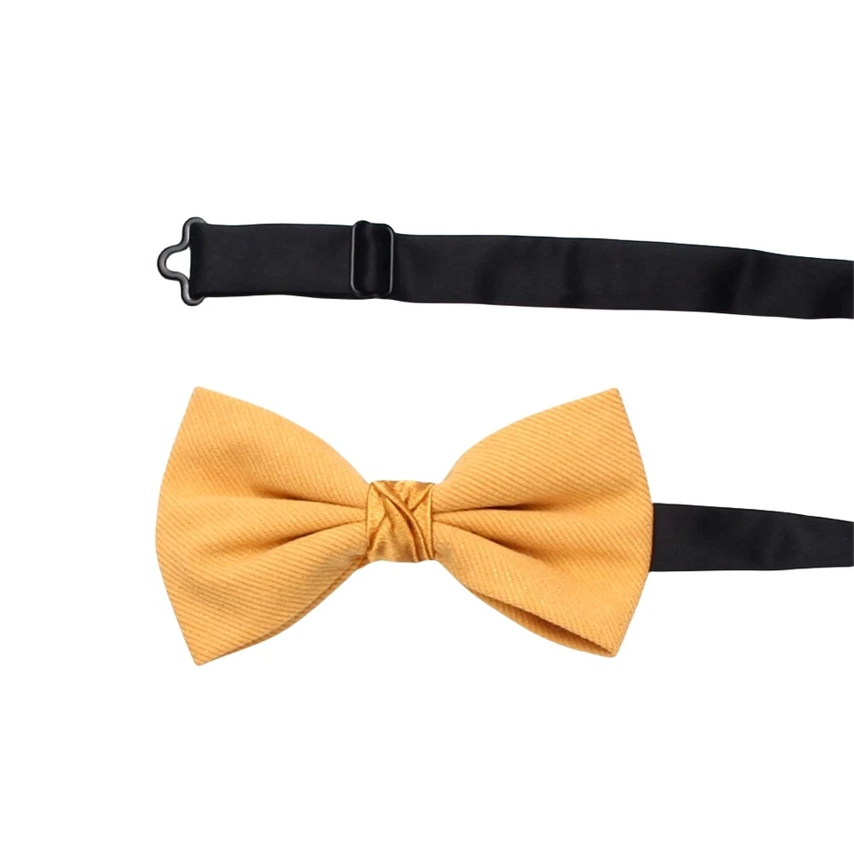 Pajarita de sarga de color liso preatada de hilo dorado brillante para hombre LE23086 Foto 4 de 4