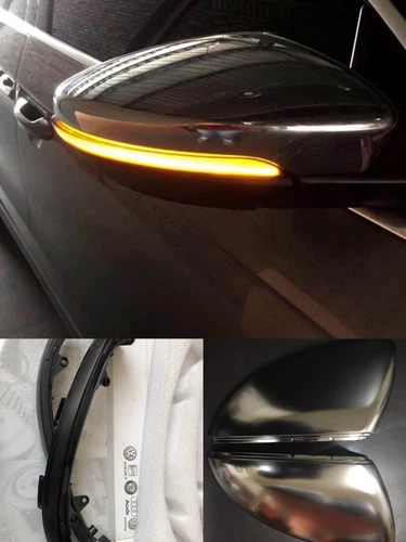 VW Golf Mk7 13-17 Gti TDI R Matt Chrome Wing Mirror Covers & Dynamic Indicators