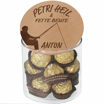 Geschenkglas  Petri Heil & Fette Beute mit individuellen Namen