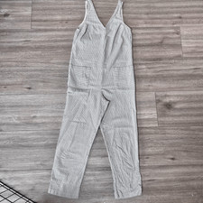 Topshop Women's White Two Pockets Striped V-Neck Sleeveless Jumpsuit Size 2
