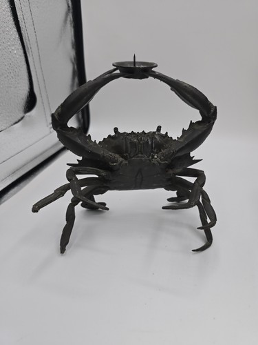 Bronze Crab Candle Holders Signed Numbered JDK Pair Chesapeake Bay Sculpture - Picture 14 of 24