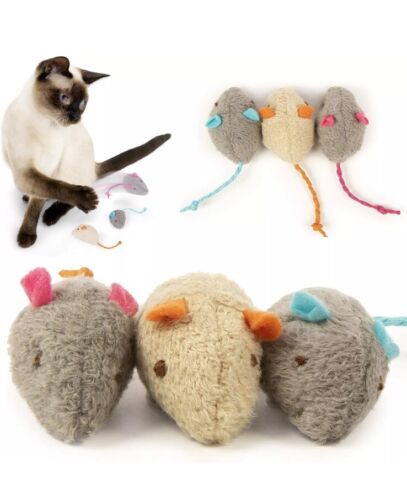 Paquete de 3 juguetes para gatos Skitter Critters ratón hierba gatito gris/crema ratones - Imagen 6 de 6