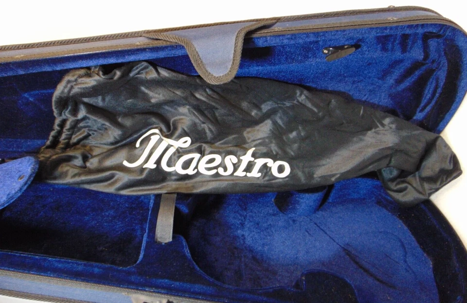 Blue Violin Case Sock Style Light Weight Maestro Quality Hard Case Canvas Velvet - Image 2 of 4