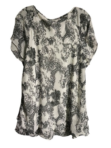 Tamara H schwarz & weiß Dschungel Print Kurzarm Top Größe 2X - Bild 3 von 10