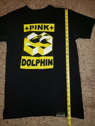 PINK + DOLPHIN Yellow on Black + Graphic T-Shirt sz Small Pre-owned - Picture 3 of 8