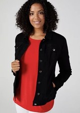 Black Denim Jacket By Nina Leonard. Bnwt. Size Medium-very Smart.