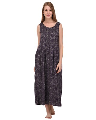 Cotton Lane klassisches ärmelloses bedrucktes Kleid