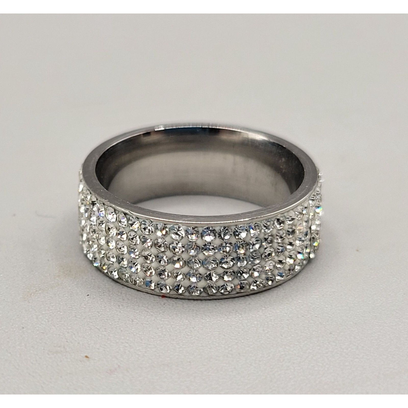 Pave Rhinestone Cocktail Statement Ring Band Silv… - image 5