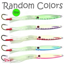 Fish WOW!® GLOW 100g 3D Swim Squid jig 3.5oz Fishing slow Jig Saltwater Lure New