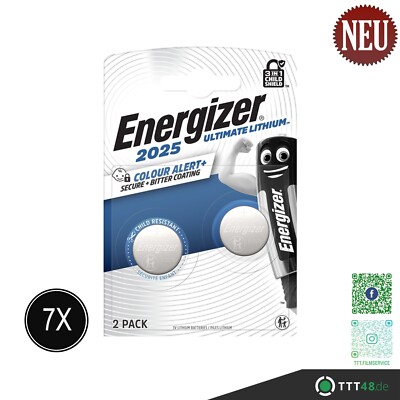 Energizer Knopfzelle Ultimate Lithium CR2025 3V Batterien - 7 x 2er Blister