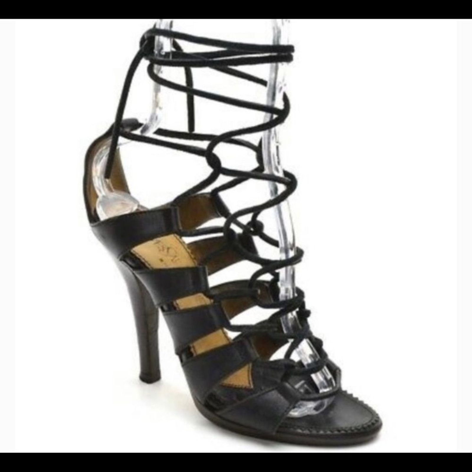 Sandali YSL Yves Saint Laurent con lacci a gabbia in pelle taglia 37 5