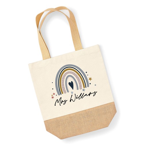 Personalised Jute Base Canvas Shopper Teacher appreciation Leaving Gift #TT13 - 第 2/2 張圖片