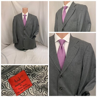 Bespoke Couture Blazer 42R Gray Wool 3B 2V Func Cuffs UK Mint YGI T2-3