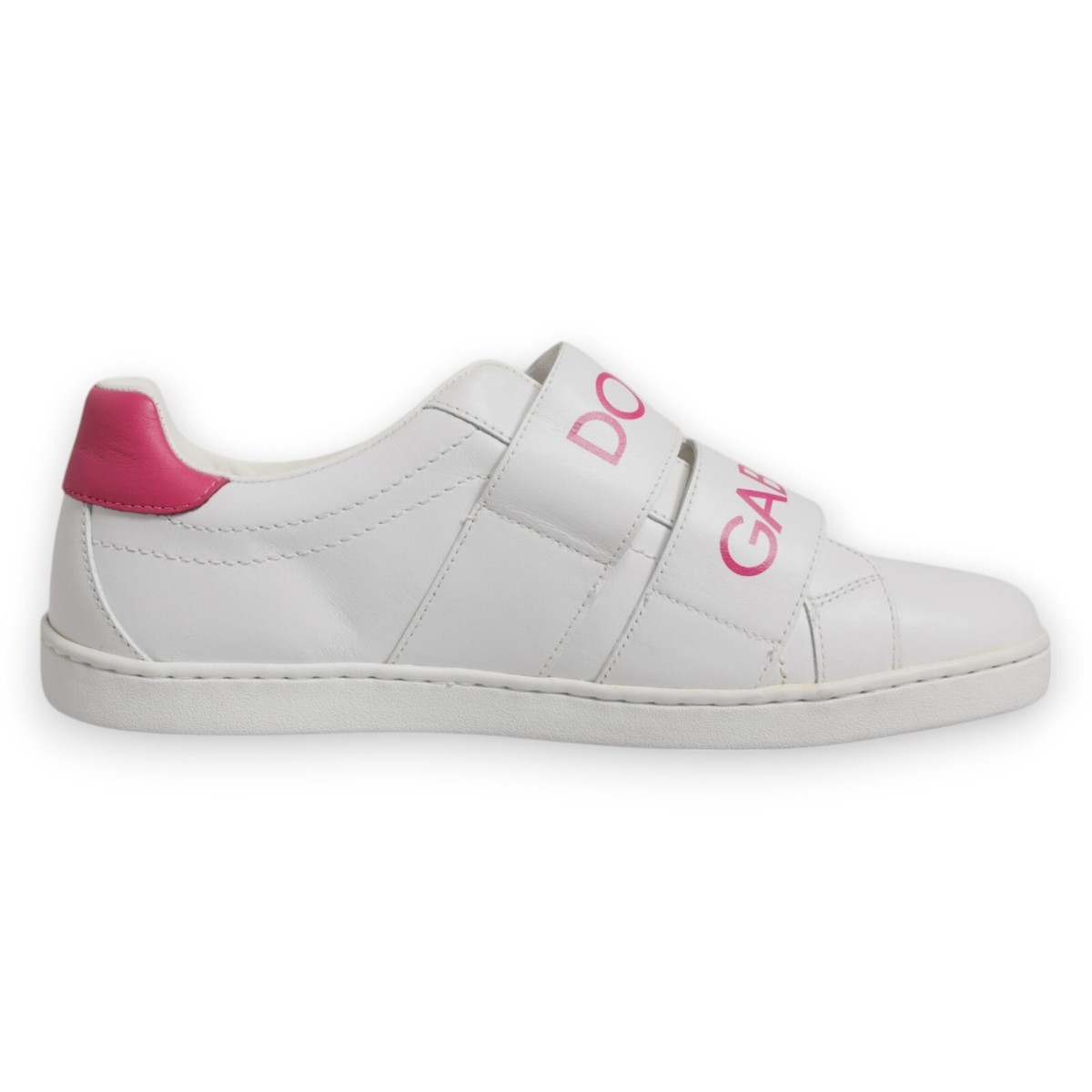 DOLCE & GABBANA Kids Shoes White Pink Strap Low Top Sneakers