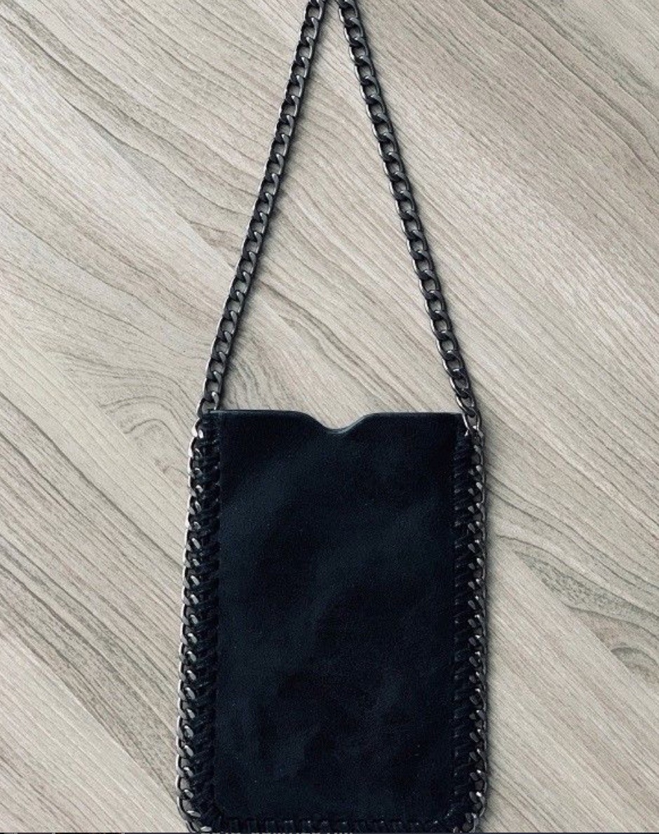 Crossbody Bag Phone Pouch Purse Chain Trim Shaggy Faux Leather