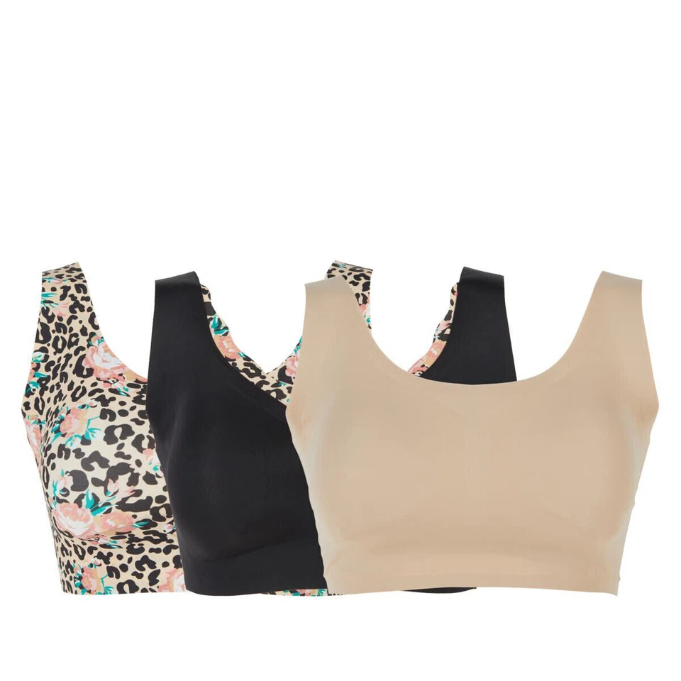 Sujetador Rhonda Shear Pack de 3 Infinity Edge Body, Animal/Negro/Beige, Pequeño Foto 2 de 4