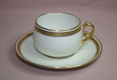 GEO HAVILAND CUP & SAUCER EATON'S TORONTO & WINNIPEG GOLD DESIGN CH FIELD LIMOGE