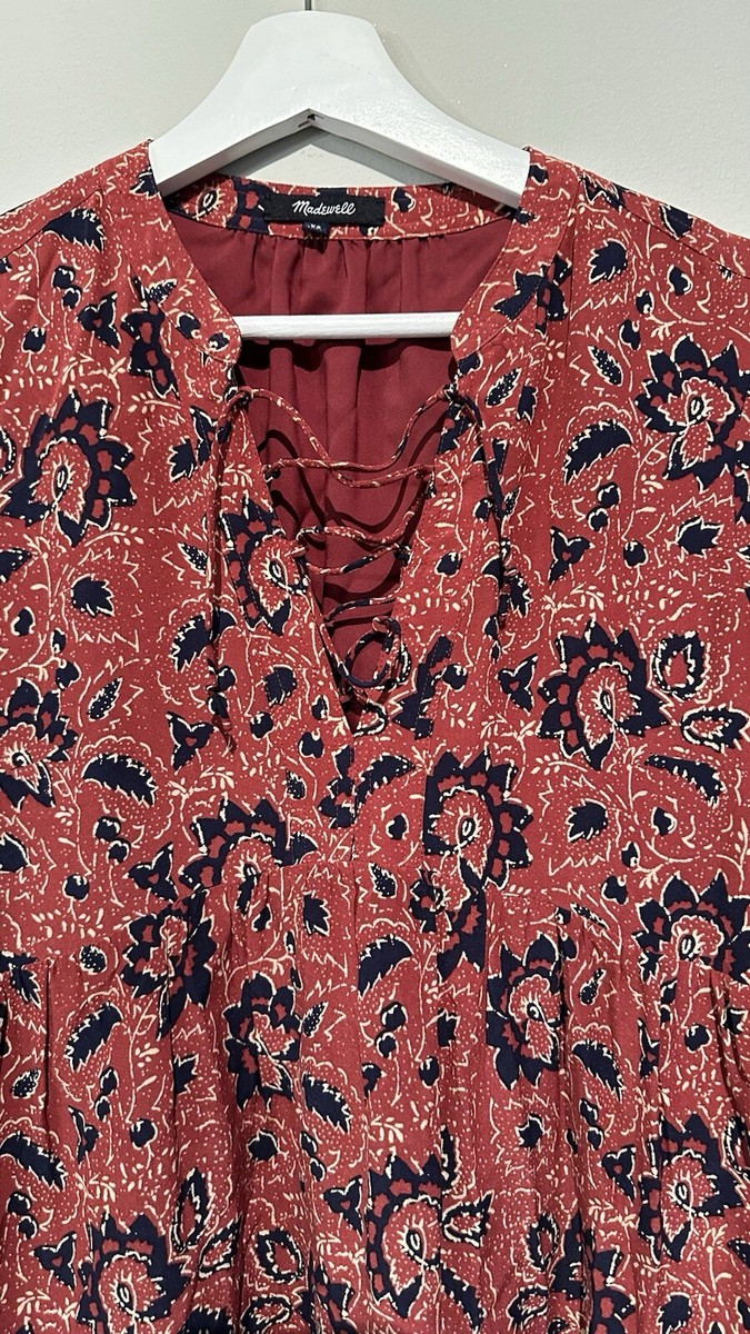 Madewell Women's 100% Silk Lace-Up Assam Floral Red Print Babydoll Dress Size XS | eBay Madewell Women's 100% Silk Lace-Up Assam Floral Red Print Babydoll Dress Size XS | eBay