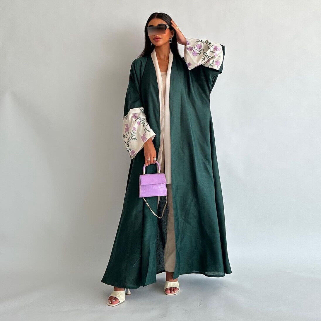 Dubai Open Abaya Cardigan Embroidery Kimono Long Robes Islamic