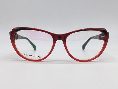 La Matta Brille Damen Rot Cat Eye Große Gläser  Glitter Cordel M 3192 2