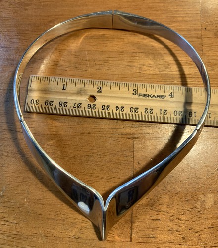 Vintage Hinged .925 Sterling Silver Collar Necklace from Mexico Heavy 115g - Picture 8 of 9