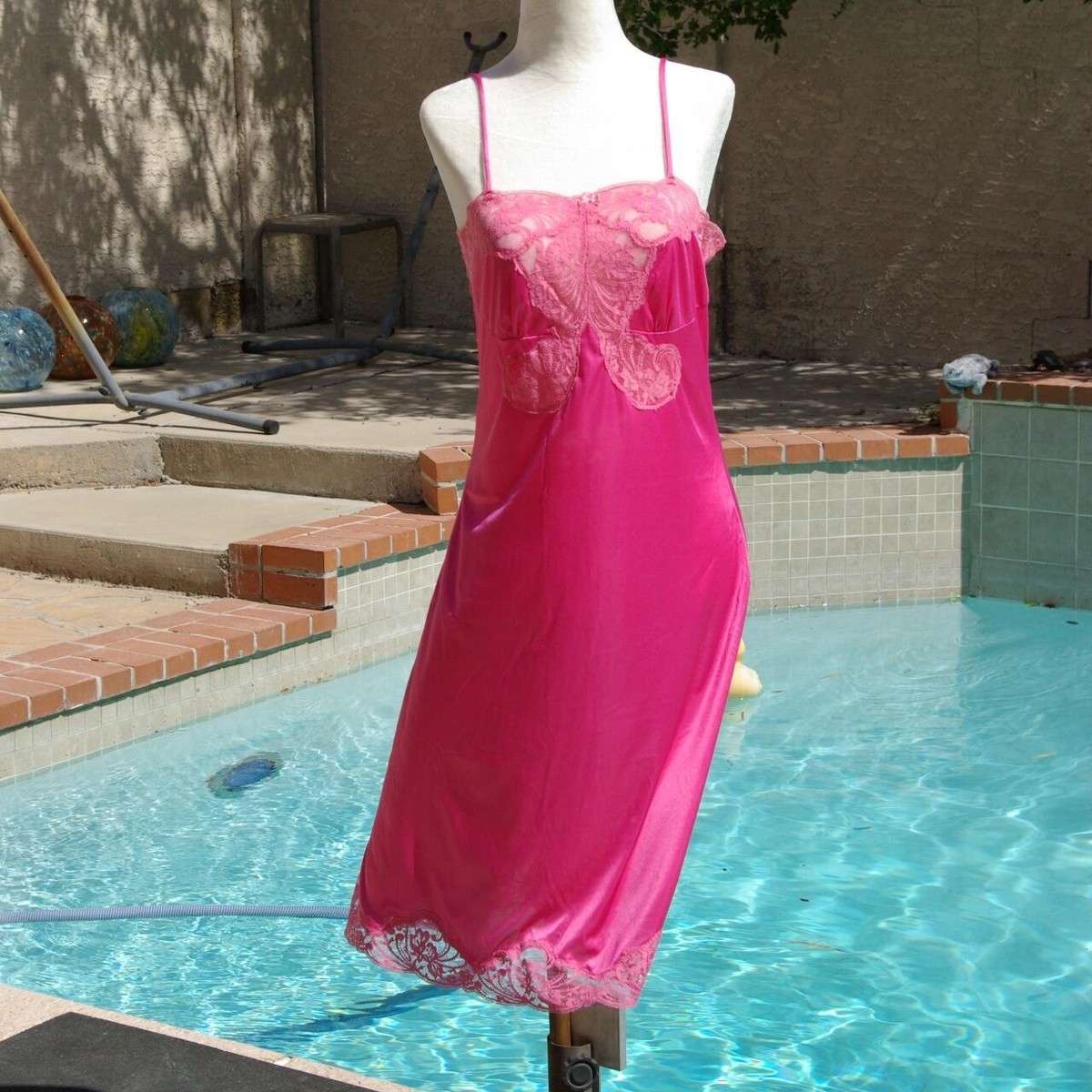Barbie Pink slip/dress/lingerie with lace detail on the neckline and bottom  hem. | eBay
