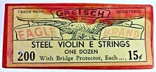 GRETSCH Steel Violin E Strings, Silver Plated With Bridge Protection No. 200 NOS