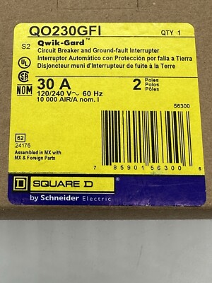 Square D QO230GFI 30A 120/240V 2-Pole GFCI Breaker Dryer NEC Compliant NEW