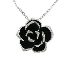Fashion Jewelry - 18k White Gold Plated Rose Necklace FN071