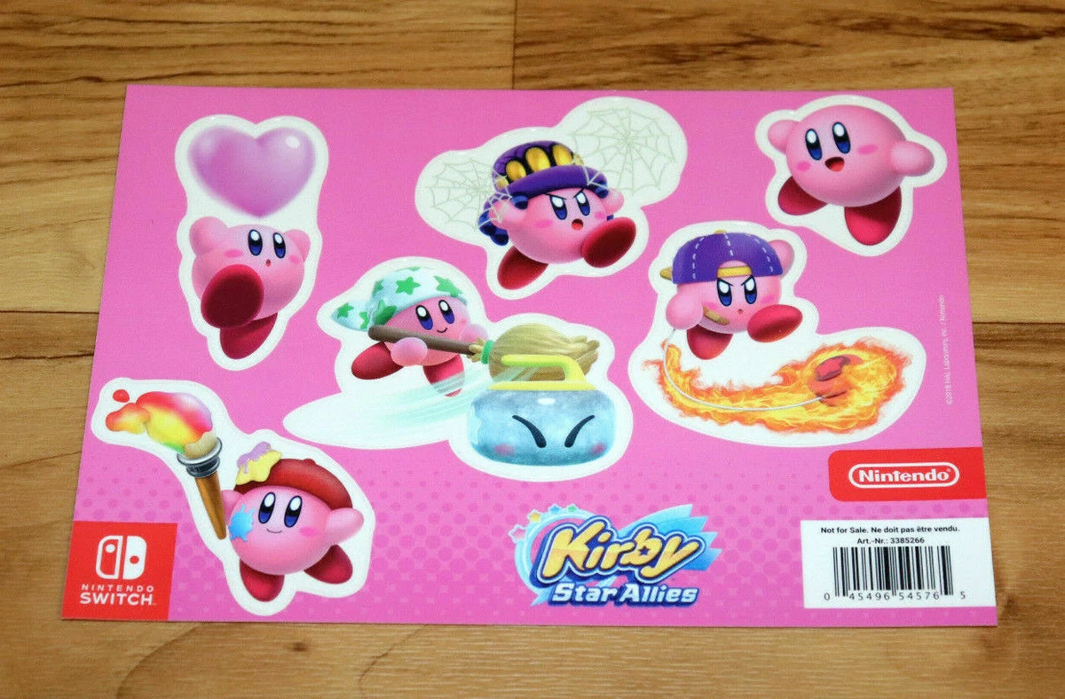 Kirby Star Allies Rare Promo Sticker Set Sheet Nintendo Switch Not