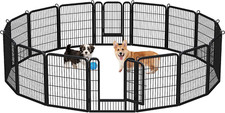 Dog Playpen Outdoor 32 Inch 16 Panels Indoor Dog Fence Metal Dog Pen Heavy Duty