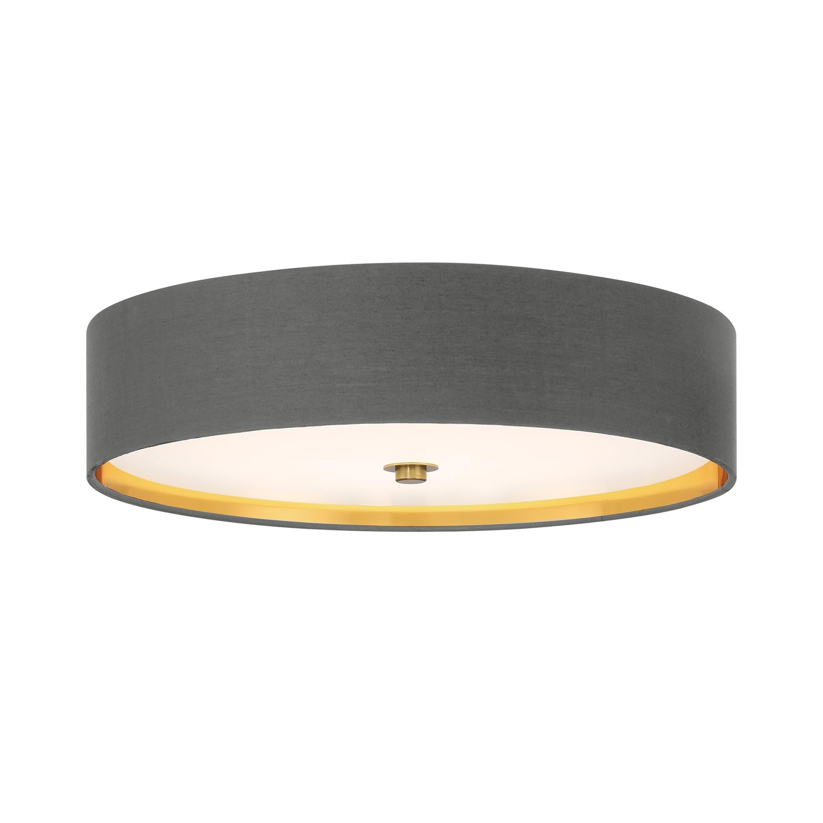 Stacy 16 in. Gray Round Dimmable Selectable LED CCT Flush Mount with Brushed ...