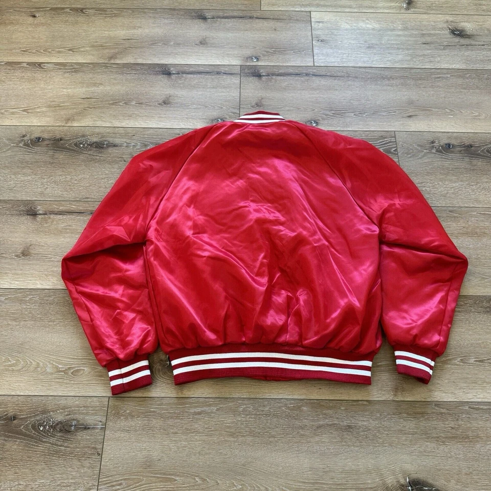 Vintage St. Louis Cardinals Jacket Men L Chalkline Red Satin 80s 90s Bomber - Image 2 of 4