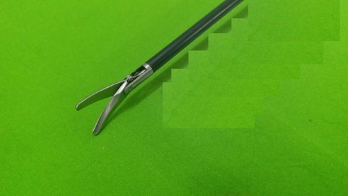 SS gebogene Schere 5 mm x 330 mm Pinzette laparoskopische Endoskopie chirurgisches Instrument - Bild 7 von 15